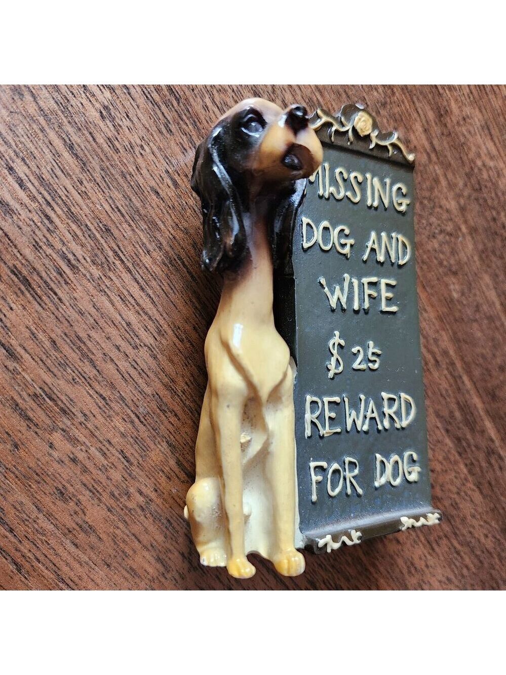 FUNNY SASSY Cocker Spaniel Dog Ornament Missing Dog and Wife REWARD for Dog